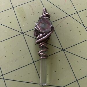 Watermelon Tourmaline and Aquamarine Silver Wire Wrap Pendant